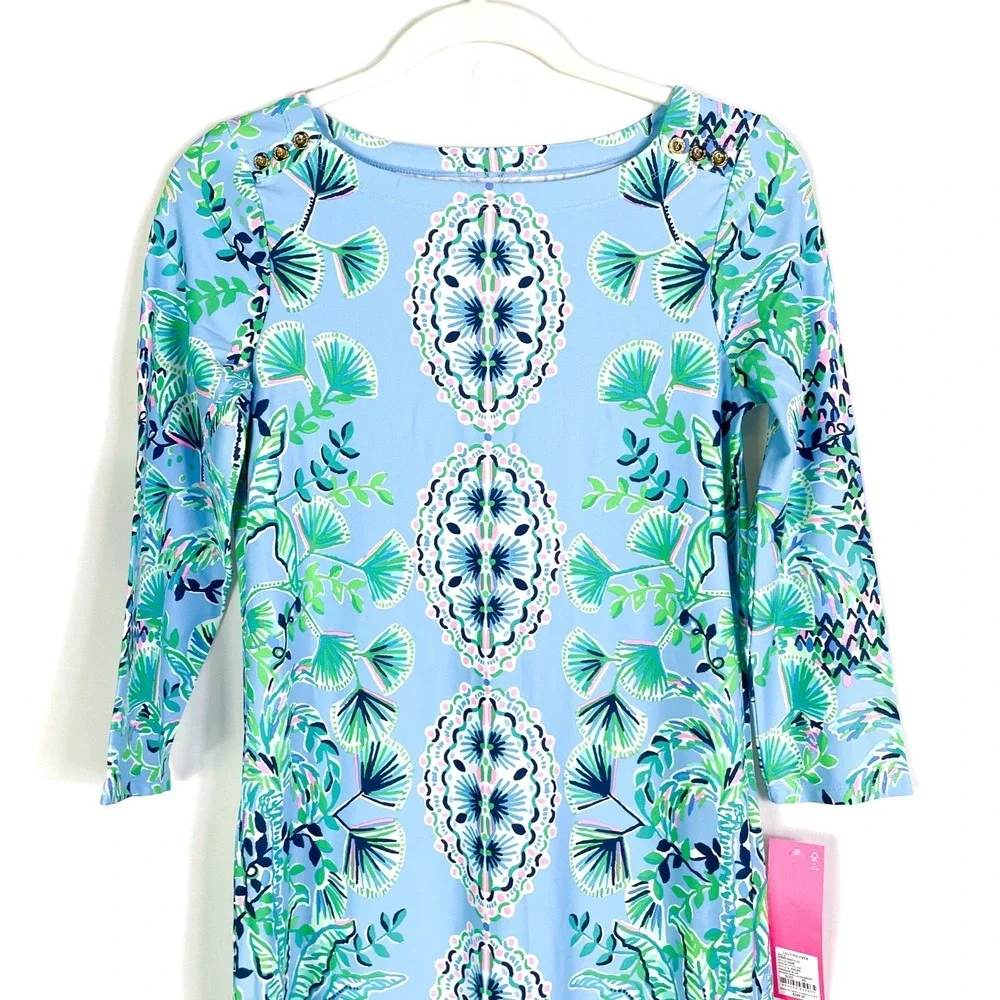 Lilly Pulitzer Seralina UPF 50 Maxi Dress Frenchie Blue Mosaic Shells Sz S - Picture 6 of 11